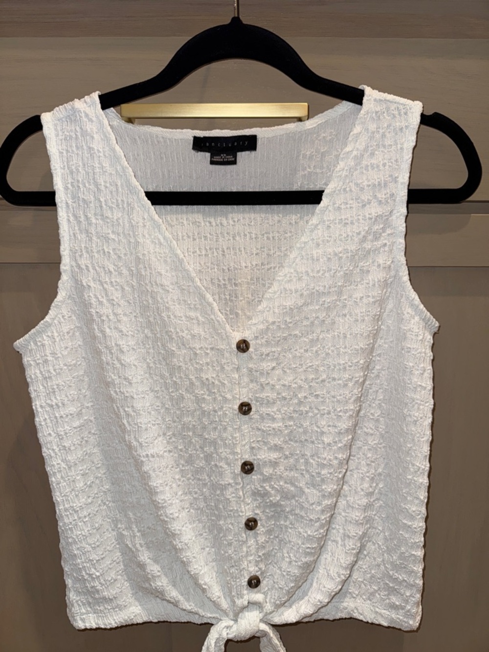 Sanctuary cream color Textured Button-Front Tie Camisole